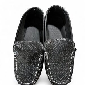 Black Textured Kid’s Loafers